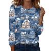 Women's Fashion Casual H Printed V-Neck Long Sleeve Decorative Button T-Shirt Tops