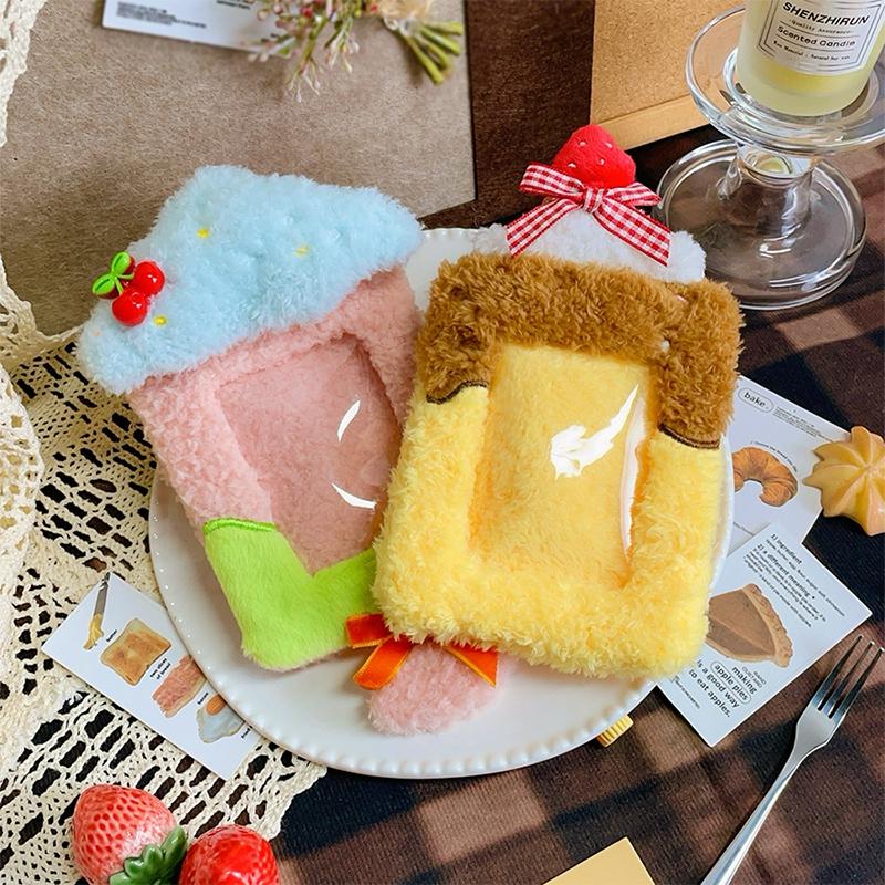 Cartoon Plush Photocard Holder Kawaii Bear Photo Album Students Idol Card Protective Covers Girls Bag Hanging Pendants