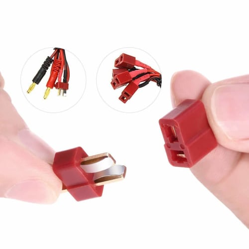 CM Hardware 8 Pairs Male & Female T-Type Adapter with Red and Black Shrink Tube for RC LiPo Battery, Max Current 120A