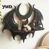 Mysterious Room Decor Gothic Bat Wall Shelf, Mount Wooden & Moon Storage Rack, Creative Shelf Floating for Bedroom Living Halloween Witchy Home