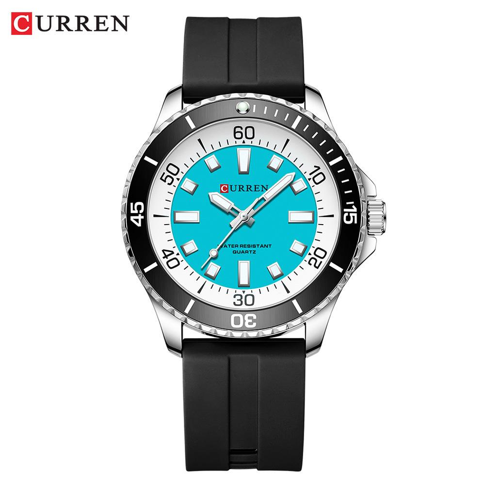 CURREN 8448 Unisex Waterproof Round Watch with Rubber Strap - Suitable for Men and Women