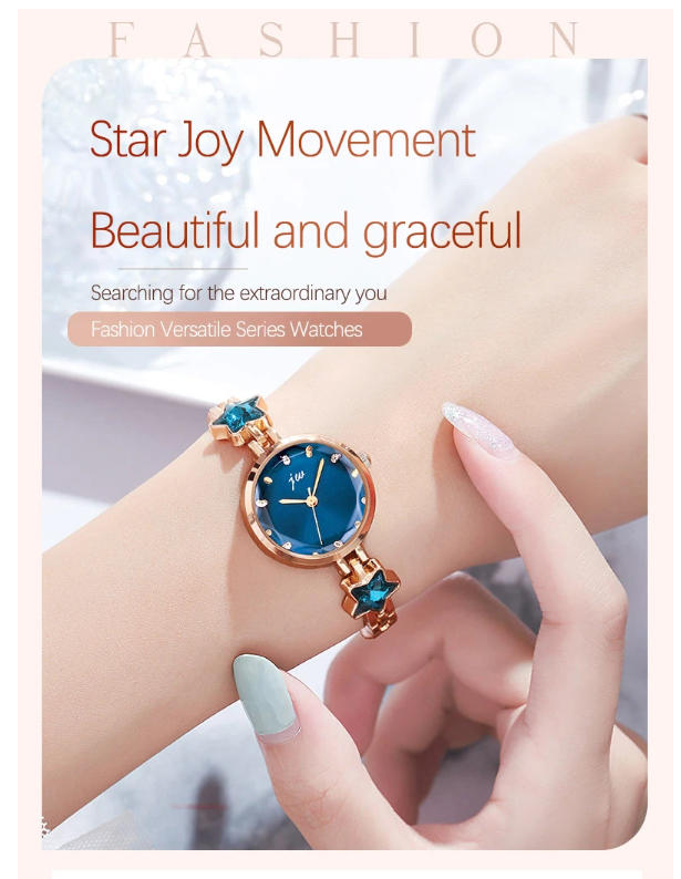 Women's Watch Simple Fashion Starfish Bracelet Blue Multi Sided Glass Dial Trendy Female Student Vintage Quartz Wristwatches