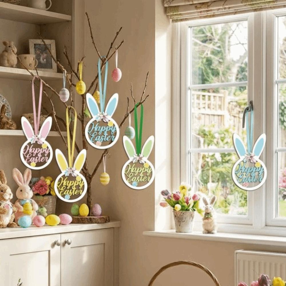Holz Osterbaum Dekoration Flache Kaninchen Hängende Ornamente Osterhase Anhänger Outdoor Dekoration