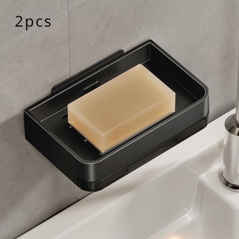 Aluminum Alloy Soap Holder Without Drilling Bathroom Soap Dish with Drain Water Wall Soap Dish Organizer Bathroom Accessories