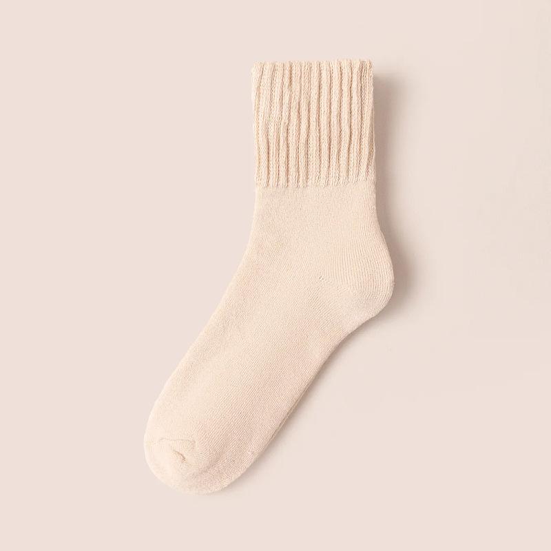Autumn and Winter Socks: Men's Mid-calf Socks with Fleece and Thickening, Warm Men's Socks, Wide-mouthed Solid-colored Wool-looped Long Socks