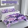 3PC Custom Name Purple Roses Garden Bedding Set Duvet Cover Closure Includes 1 Duvet Cover & 2 Pillowcases for Bedroom