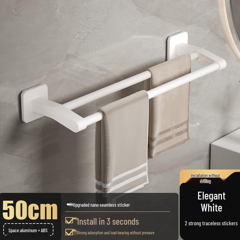 Space-Saving Aluminum Towel Rack: No-Punch Wall-Mounted Bathroom Storage with Single Bar