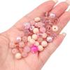 Transparent Pink Glass Round Beads: Crystal, Wheel, Bamboo for DIY Bracelets
