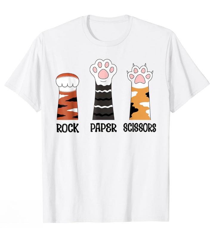 

Retro Korean Fashion Cat Lover TShirt Cute Cat Paw Rock Paper Scissors Print Versatile Casual Top Kpop Vintage Gothic for Women S