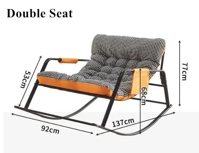 Adjustable Double Rocking Chair for Adults Leisure Chaise Lounge for Balcony and Home Large Folding Rocking Chair