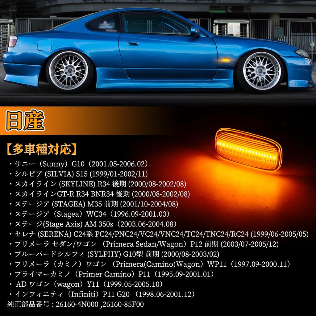 POPMOTORZ LED Side Markers for Skyline Silvia Serena Stagea M35 Stage AM Primera P12 Bluebird Sylphy G10 Primera Camino Wagon Primer Camino P11 AD