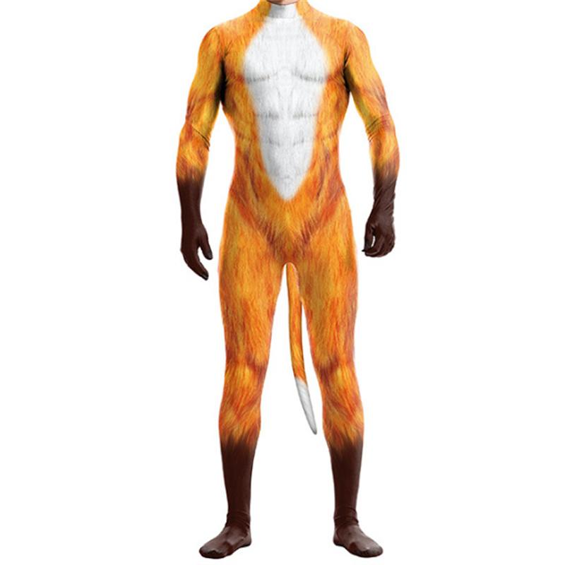 Halloween Cosplay anime Huskies Costumes Animal Leopard Print Bodysuit Unisex Polyester Spandex with tail for Adult