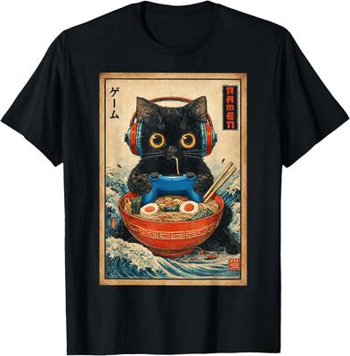 Kat Ramen Japanse Grappige Grafische T-shirts Kawaii Kat Anime Cadeaus T-shirt