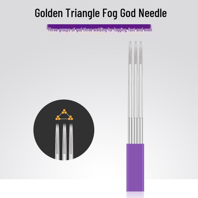 

Purple Gold Triangle Fogging Needle: Semi-Permanent Microblading 3-Pin Eyebrow Tattoo Blade.