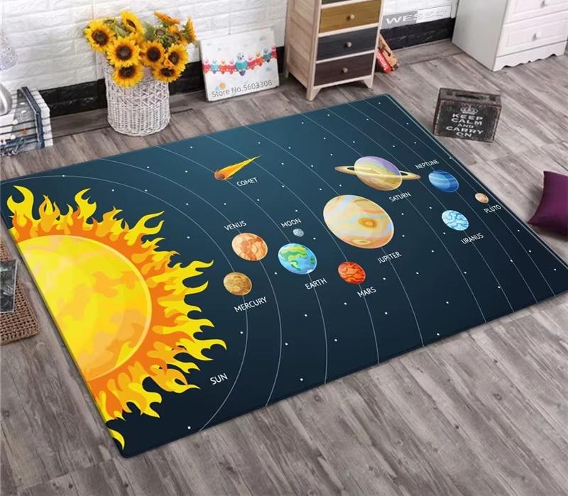 Solar System Rug Planet Galaxy Design for Living Room Kids Bedroom Non Slip Space Floor Mat Home Decor