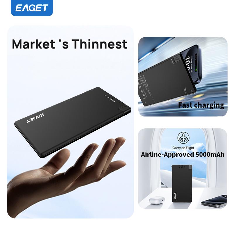 5000mAh Reise-Essential Tragbares Ladegerät mit eingebautem USB-C-Kabel für MacBook, iPhone 16/15 Serie, Samsung, Switch und mehr