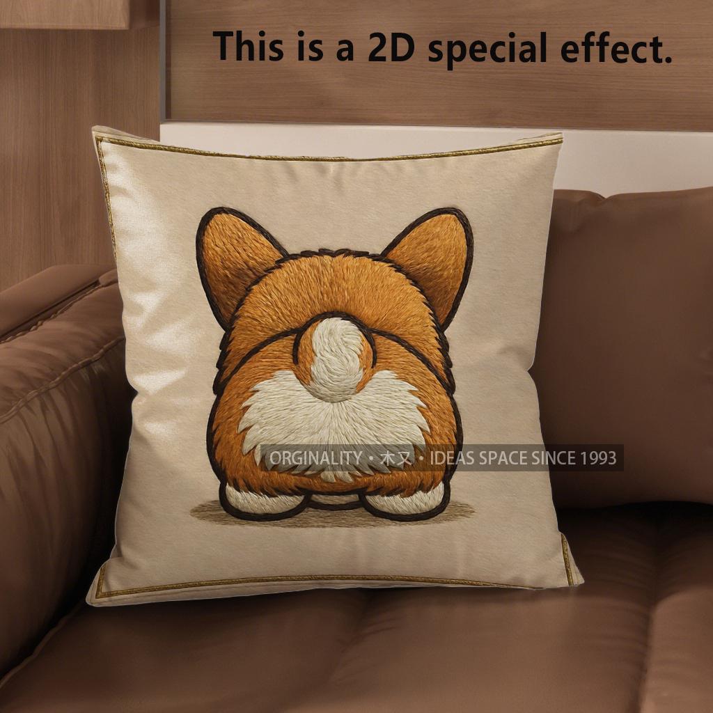 2D Corgi-Hintern-Muster: Entzückende Kissenbezüge Muster Kissenbezug Geeignet für Sofa Schlafzimmer Auto Kissenbezug