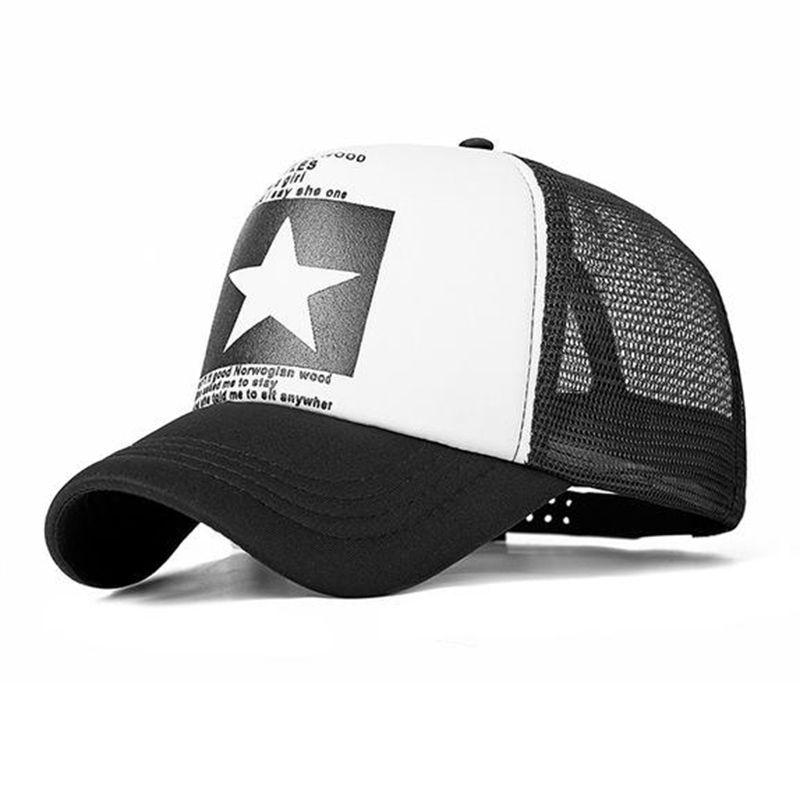 Șapcă de baseball elegantă din plasă pentru bărbați și femei cu imprimeu stea mare și potrivire ajustabilă