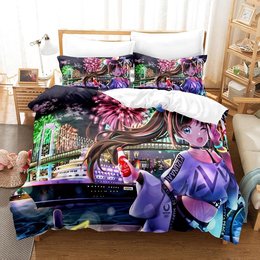 

3D-печать аниме Kawaii Girls Kizuna AI Постельное белье Single Twin Full Queen King Size Bed Set Adult Kid Bedroom Duvet cover Sets EU Twin 135x200cm