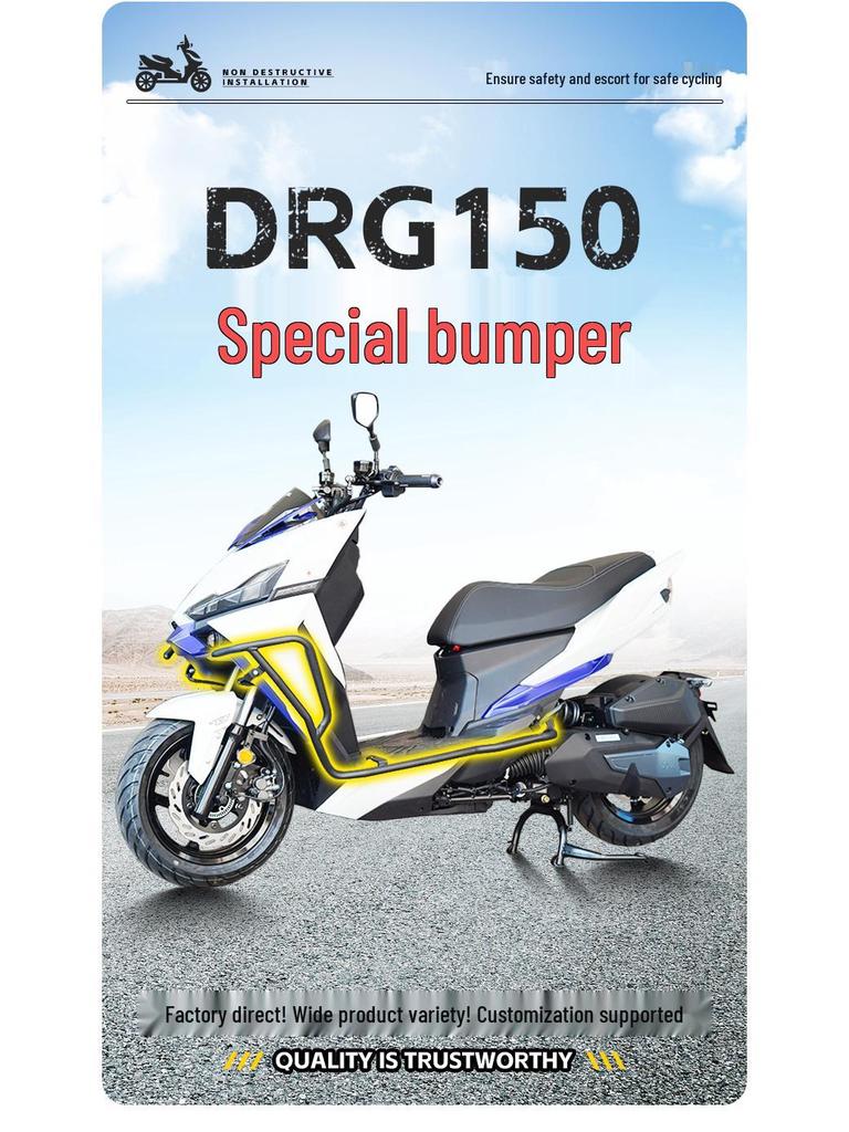 Sym DRG150 Front Bumper and Exhaust Guard: Scooter Protection Bar with Modified Accessories
