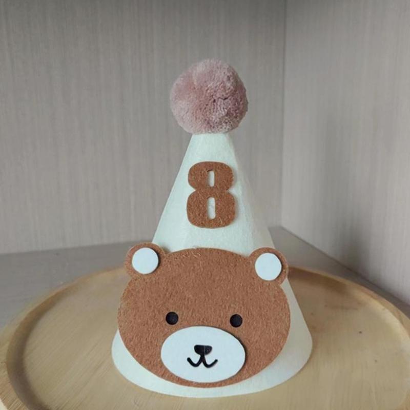 Liebevolle Bären-Geburtstagsparty-Hut für Kinder 1-9T, Bequeme Zahlen-Partyhüte für Kleinkinder, Babypartys und Feiern