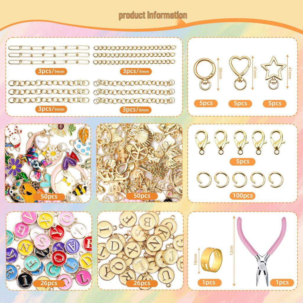 Dream 286-Piece Enamel Alloy DIY Charm, Pendant & Keychain Set