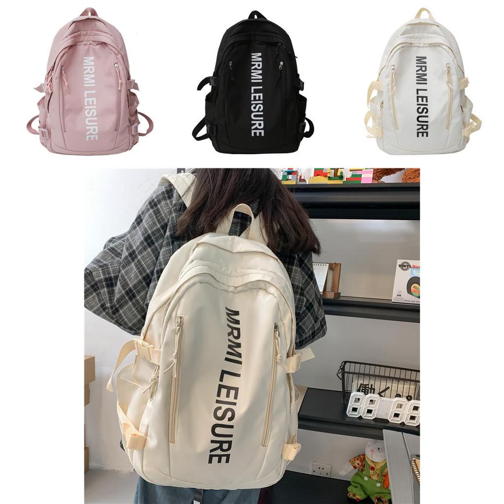 Letter Student Backpack Girls Boys Nylon Large Capacity School Bag For Daily Use