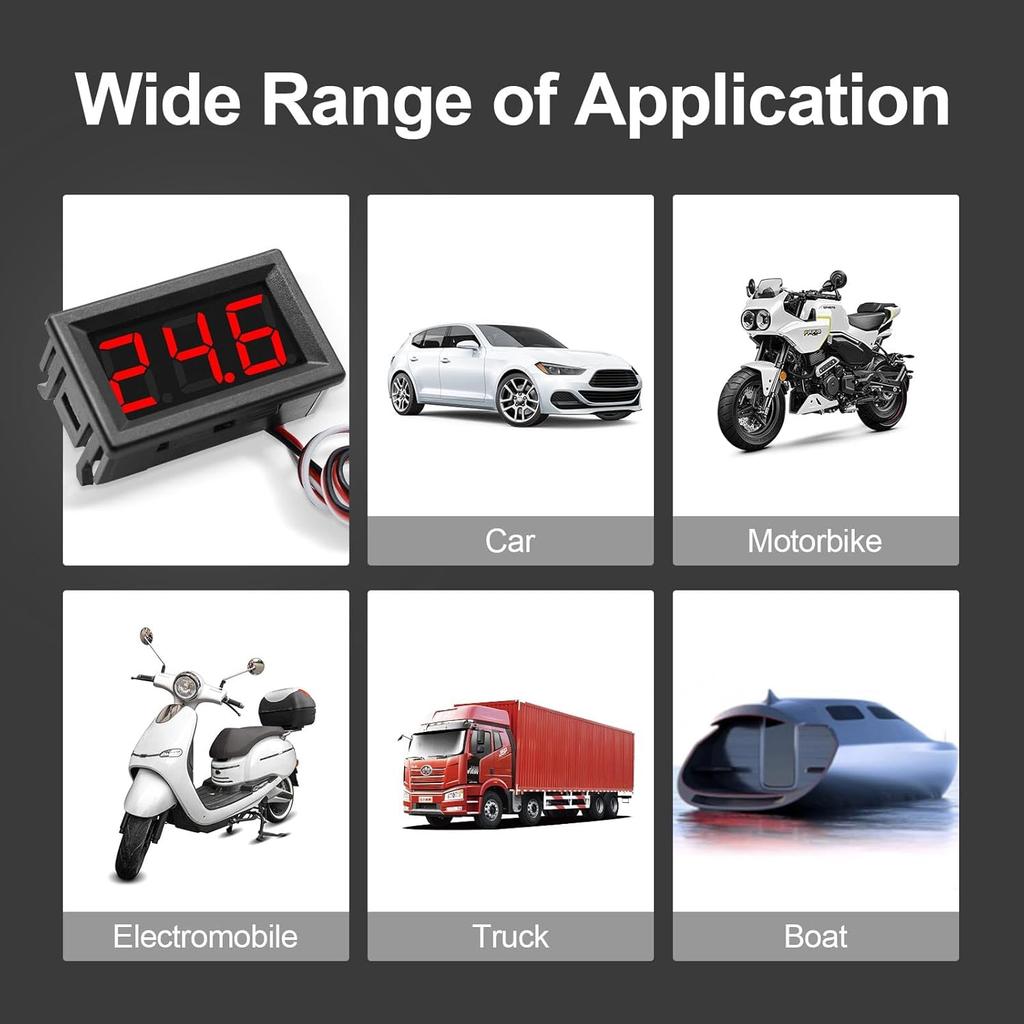 Exqutoo 2Pack DC0-100V Mini Voltmeter Voltage Tester DC Voltage Gauge Voltage Indicator, 0.56" Red LED Digital Display Panel, 3-Wire, Reverse