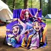 "Vibrant Anime Girl Group Poster: Cool Fashion & Dynamic Poses"Blanket Lightweight Flannel Throw Blanket for Sofa, Bed, Travel, Camping, Liv