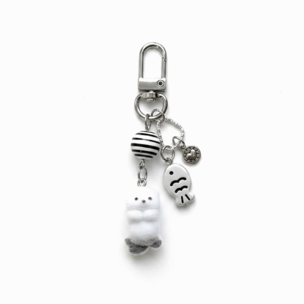 

Cute Design Flocking Keychain Plush Car Key Holder New Cartoon Keyring Luggage Tag Otter