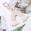 A20F-Boho Rainbow Wood Beads Woven Macrame Wood Beads Garland Wall Hanging Ornament For Home Party Decorations