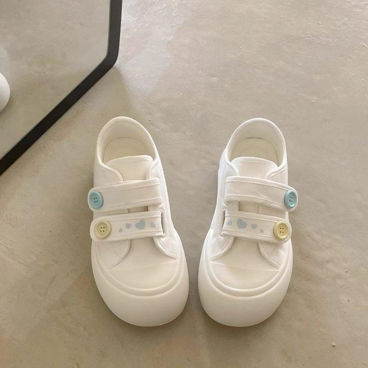 Korean campus style platform canvas white shoes women's 2025 new Velcro ins student versatile comfortable board shoes