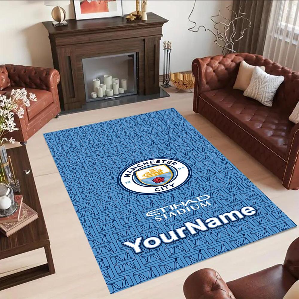 Manchester City Customize Your Name Carpet Perfect for Outdoor Kitchen Entryway Foyer Antislip Carpet Anime Office Decor Best for Christmas