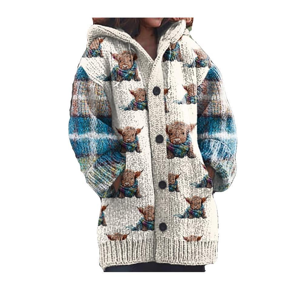 S-5XL for 2025 New 3D Printed Autumn and Winter Jacket Thickened Hooded Cardigan Sweater
