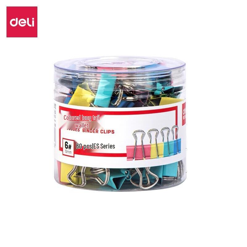 Deli 8556ES-6 Colorful Binder Clips, 15mm