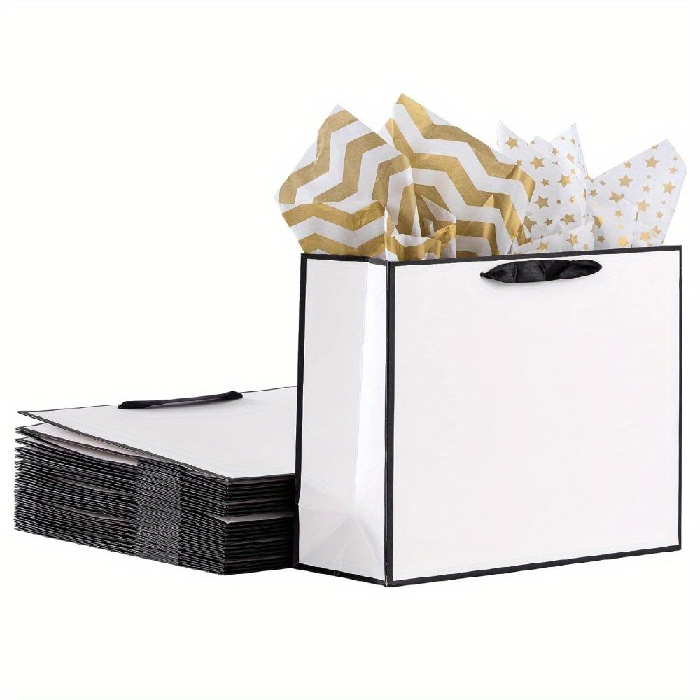 10pcs Treat Bags with Handle White Gift Bags Paper Handbag Shopping Bag Gift Wrap Bags for Wedding Parties Tote Bag Thank You Bags Gift Packaging Bag