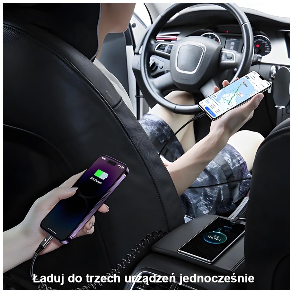 Ładowarka Samochodowa 60W USAMS Quick Charge 2xUSB-C/USB-A Czarna