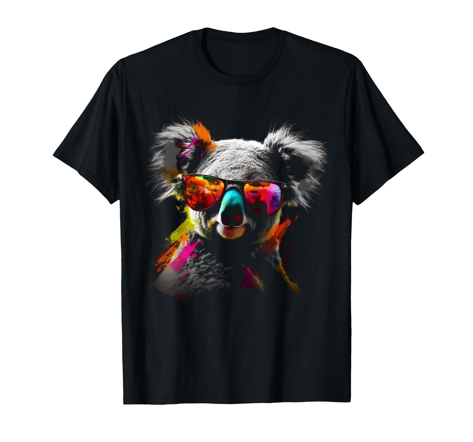 Koala Sunglasses Colourful Animal Design Art Animal Koala T-Shirt Mens Womens Tees Top 4XL