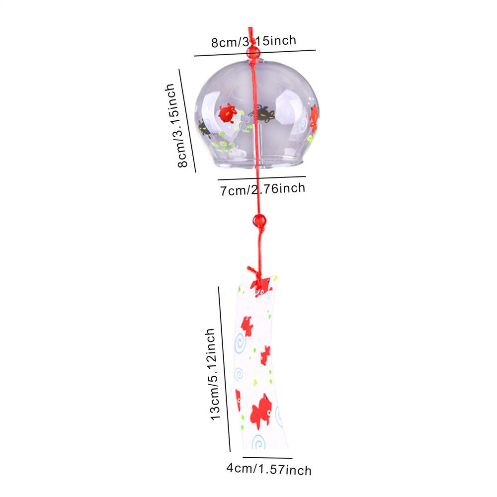 Japanese Wind Chime Handmade Glass Furin Indoor Outdoor Garden Bell Outdoor Glass Furin Cherry Blossom Pattern Home Decor