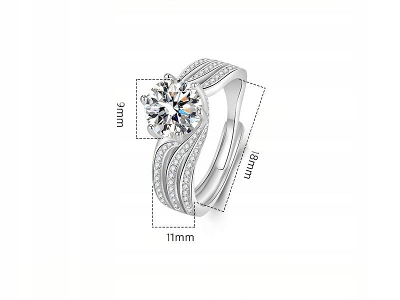 Women's Silver Ring, Adjustable, Large Crystal, Diamond Zircons