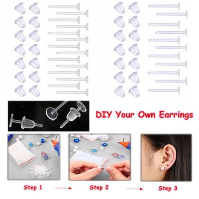 Transparent New Findings Fashion Ear Post Nuts Earring Back Stoppers Rubber Plug Earring