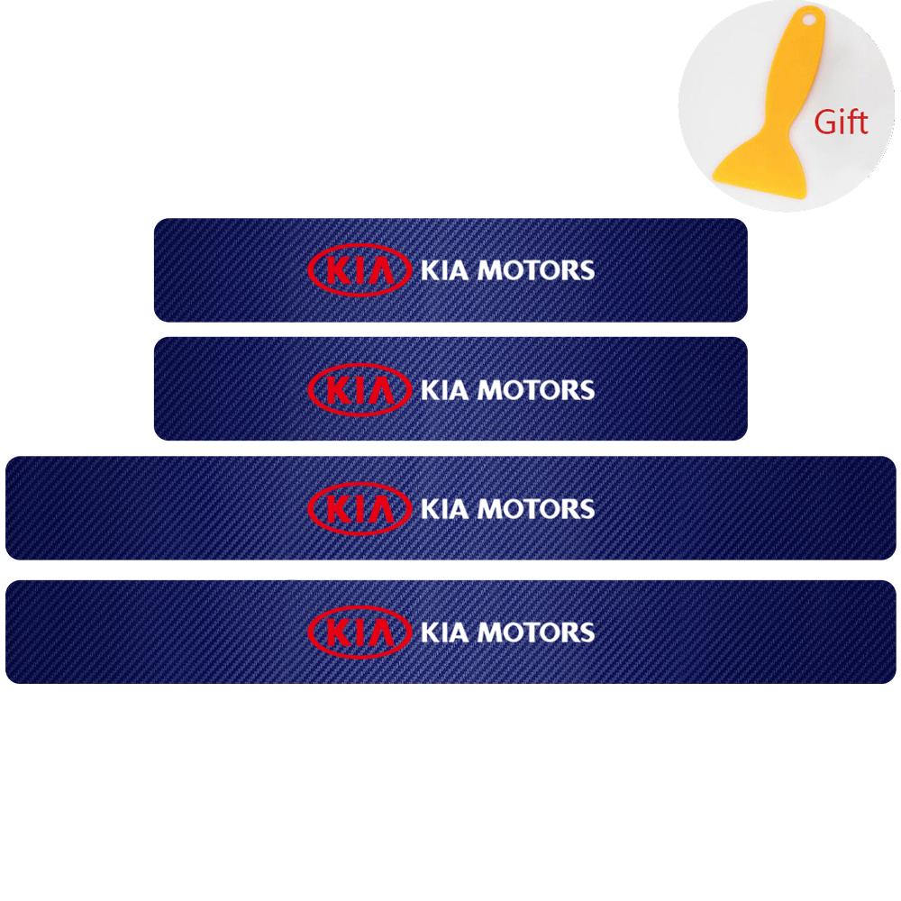 AANT1 4Pcs Carbon FiberCar Door Threshold Sticker Decal For KIA Sorento Optima Carnival K6 Sportage 3 4 Picanto KX1 RIO pv5 ev6 ev5 K3