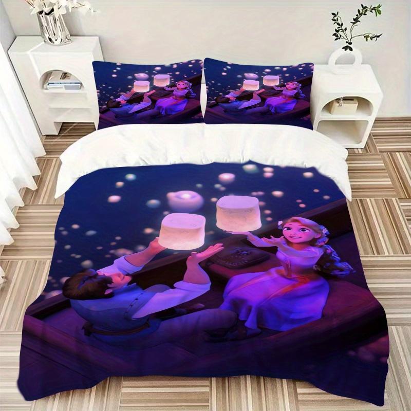 3 Stück Rapunzel & Flynn Schwebende Laternen Bettbezug-Set - Weich und Gemütlich Schlafzimmer, Gästezimmer und Wohnheim Dekorative Bettwäsche 3-teiliges Set 1 Qui