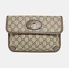 [Pre-Owned] Neo Vintage Series Gold Foil Logo Monogram Tiger Head Decorative Striped Shoulder Strap Canvas And Leather Messenger B - Very Good #R1JN2K