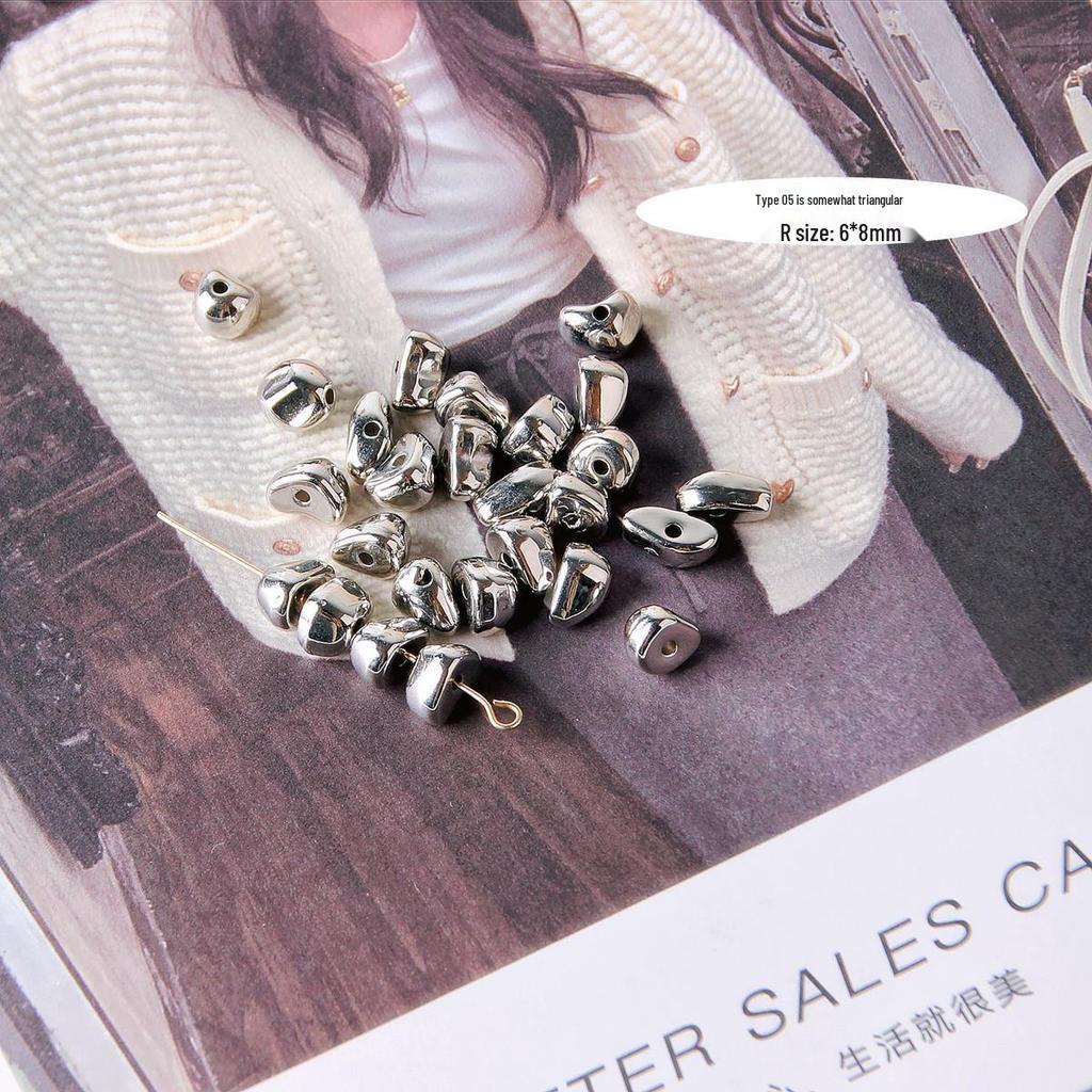 Wszechstronne Srebrne Nierówne Okrągłe Kwadratowe Koraliki Akrylowe do Tworzenia Naszyjników i Bransoletek DIY