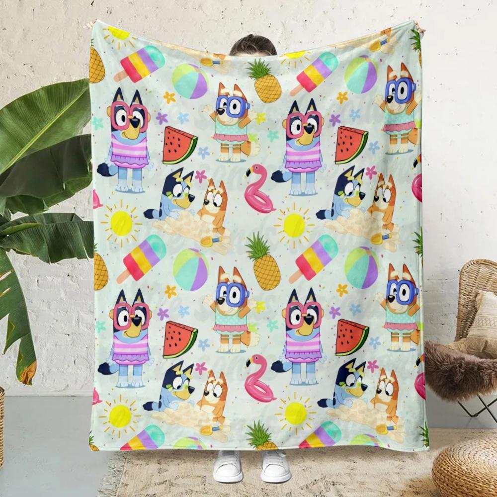 Cartoon B-Blueys Bandit-Chillis Pătură imprimată Pături pentru picnic Pătură caldă Pătură moale și confortabilă Acasă Călătorie Ziua de naștere