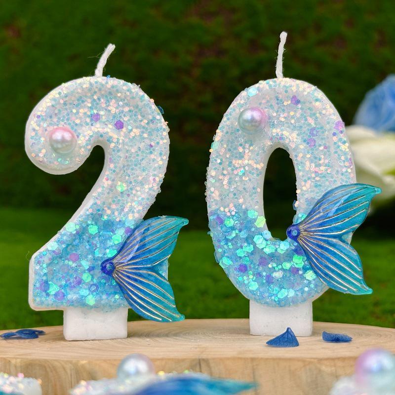 Mermaid Tail Digital Birthday Candles for Cake Decoration and Party DIY