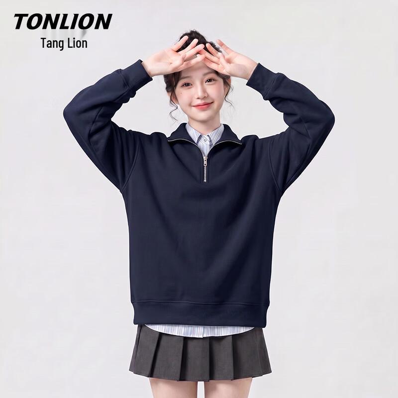 TonLion Women's Polo Collar Heavyweight Cotton Sweatshirt