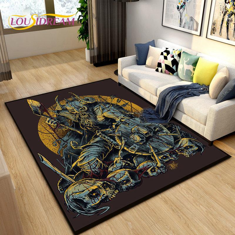 Vikings Nordic Mythology Odin Area Rug,Carpet Rug for Living Room Bedroom Sofa Doormat Decoration,Kids Play Non-slip Floor Mat