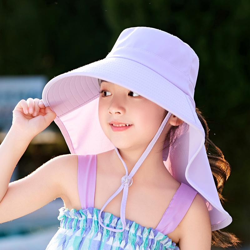 Parent-child simple versatile bucket hat summer outdoor play mountaineering sun protection hat big brim shawl sun hat children